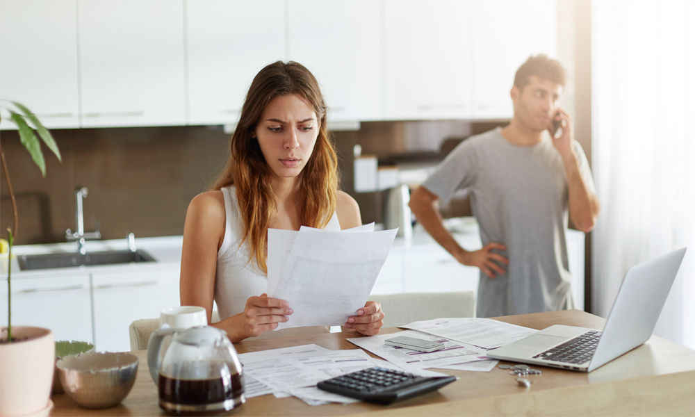 Couple discussing debt